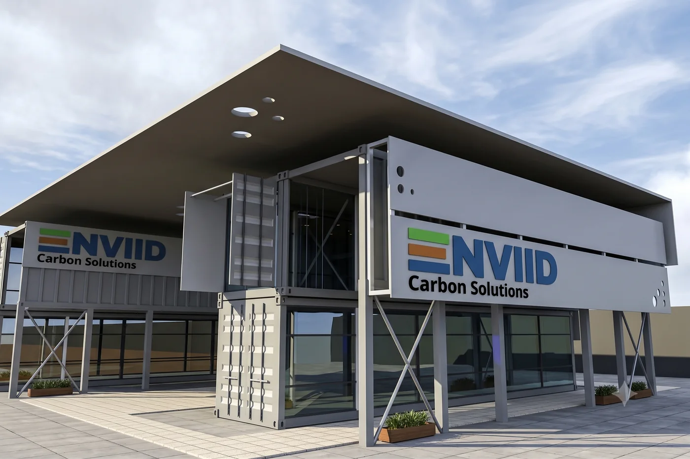 Architectural concept of the ENVIID containerized biochar facility